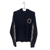 Chrome Hearts Hoodie Black Horseshoe Floral Sleeve