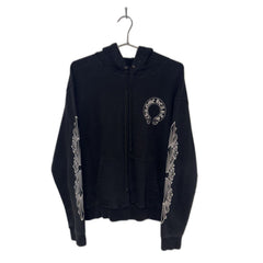 Chrome Hearts Hoodie Black Horseshoe Floral Sleeve