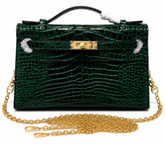 Kelly Pochette Vert Emeraude Shiny Niloticus Crocodile Leather Gold Hardware Women Clutch Bag