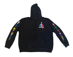 Chrome Hearts Multicolor Cemetery Cross Logo Hoodie - Black