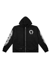 Chrome Hearts horseshoe-print zip-up hoodie