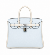 Birkin 25/30 Retourne Bi-Color in Bleu Brume and Craie Togo Leather (Palladium Hardware)