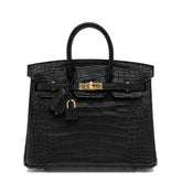 Black Matte Alligator Baby Birkin 20cm Gold Hardware