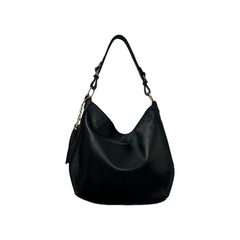 Multi-Tone Textured Slouch Shoulder Carry Sack Metallic Fringe Tassel Accent Multi-Zone Internal Storage Layout Handbag