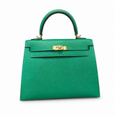 Kelly 25cm Epsom leather U4 Vert Veryigo velvet green top handmade! Counter quality!