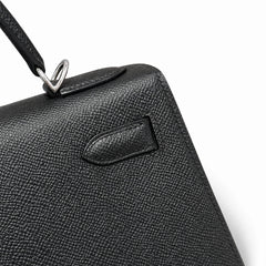 kelly32cm, ck89/Black, Epsom, sliver, all handmade‼ ️Kelly 32cm, black, palm print, silver buckle, high-end handmade exclusive customization‼ ️Purely hand-made nails, hand-engraved hardware, fine stee