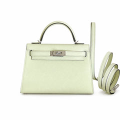 Kelly mini 2nd generation 19cm Epsom palm print leather silver buckle series