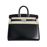 Hermès Birkin 25 Sellier Noir Box Calfskin Silver Hardware