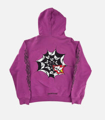 Chrome Hearts Purple Spider Web Floral Cross Pullover Hoodie
