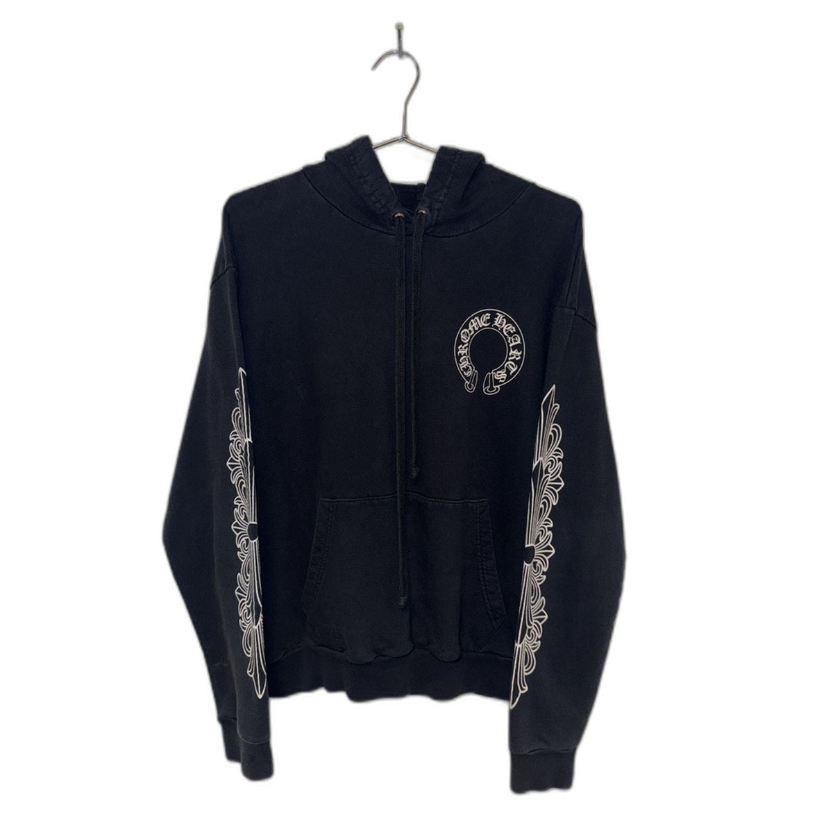 Chrome Hearts Hoodie Black Horseshoe Floral Sleeve