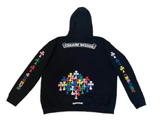 Chrome Hearts Multicolor Cemetery Cross Logo Hoodie - Black