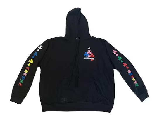 Chrome Hearts Multicolor Cemetery Cross Logo Hoodie - Black