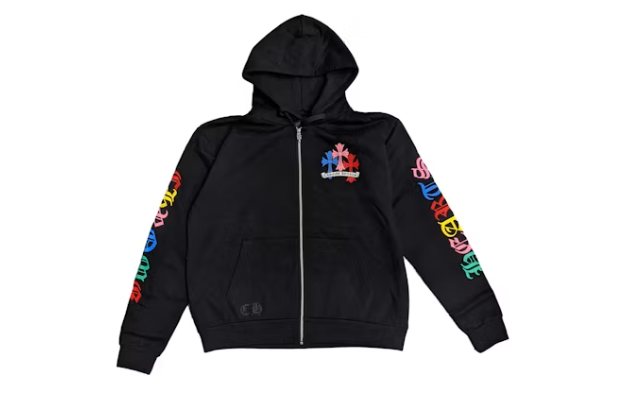 Chrome Hearts Multicolor Cemetery Cross Zip Up Hoodie - Black