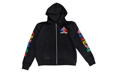 Chrome Hearts Multicolor Cemetery Cross Zip Up Hoodie - Black