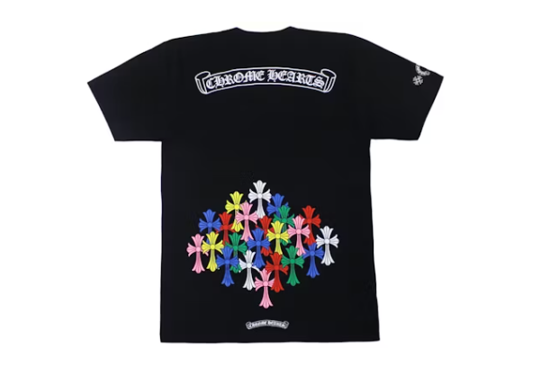Chrome Hearts Multicolor Cemetery Cross Logo T-Shirt - Black