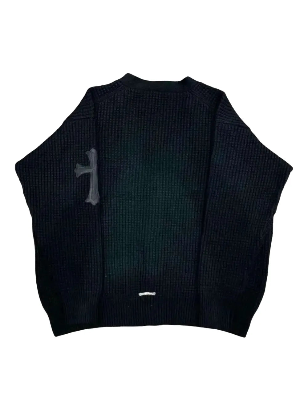 Chrome Hearts cross-patch waffle knit cardigan