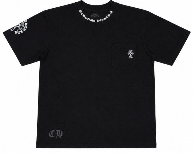 Chrome Hearts Gothic Neck Cross Pocket T-Shirt Black