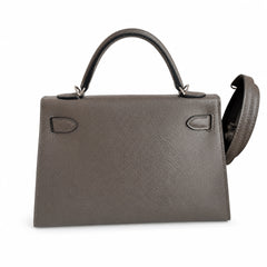 Fully hand-sewn👉Second generation Mini Kelly 19cm imported Epsom leather pewter gray silver buckle