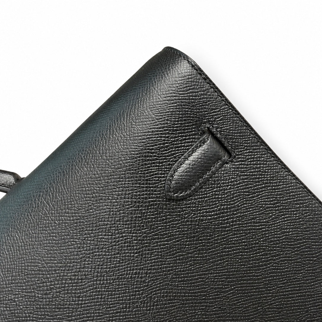 kelly Depeche 36cm Epsom leather 89 Noir black top handcrafted! Counter quality!