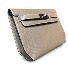 Kelly Depeches 25cm Epsom leather 18 Etoupe elephant gray top handcraft! Counter quality!