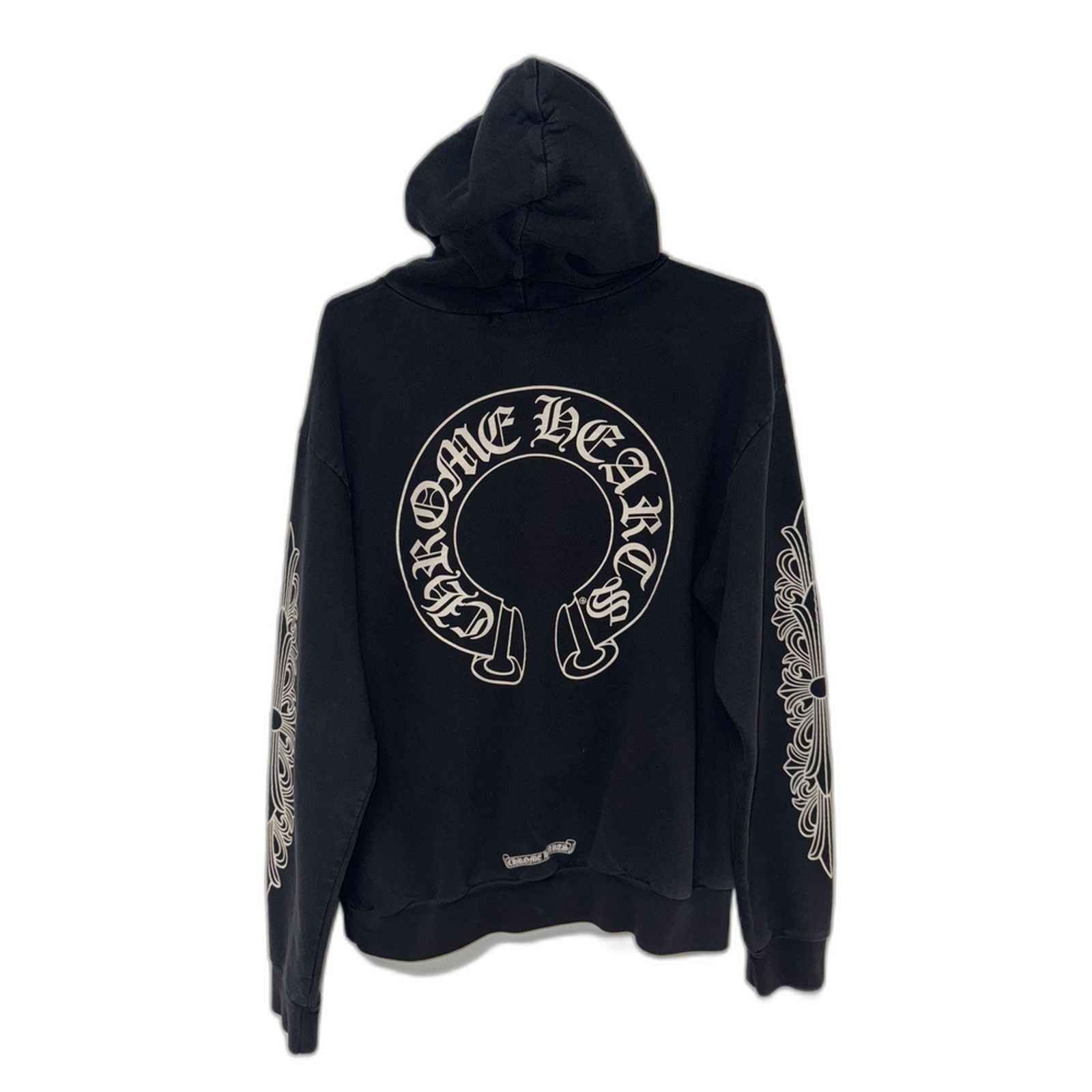Chrome Hearts Hoodie Black Horseshoe Floral Sleeve